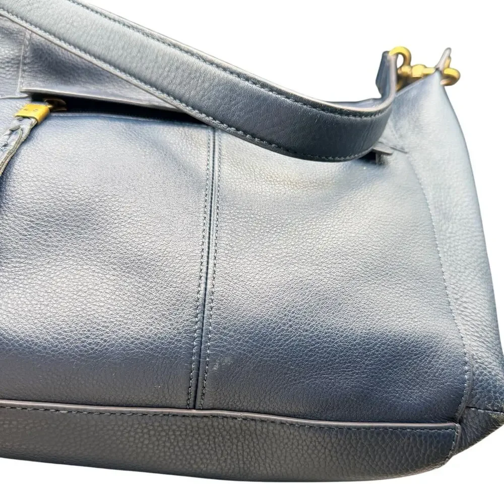The Sak Alameda Navy Blue Leather Hobo Shoulder Bag Pebbled Leather